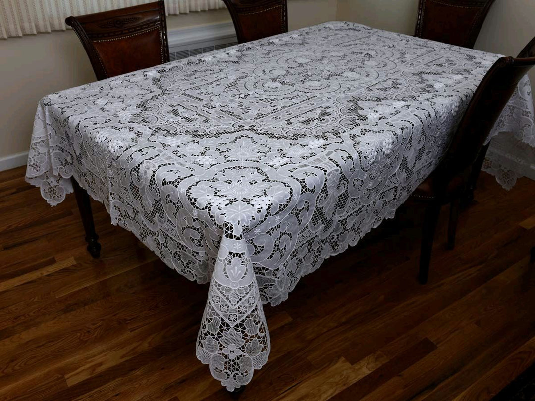 5801 72*198 WH 5801 HAND EMBROIDERED TABLECLOTHS