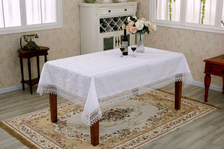 FLOWR BOW IV-2 DAMASK TABLECLOTHS FLOWR BOW