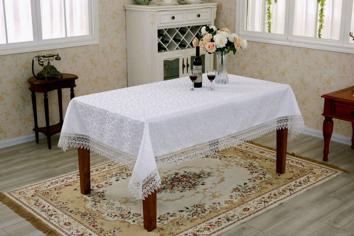 FLOWR BOW WH-12 DAMASK TABLECLOTHS FLOWR BOW